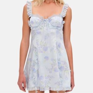 $198 FOR LOVE & LEMONS MARISA MINI DRESS BLUE M